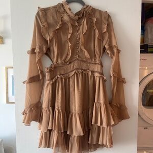 Brown ruffle dress